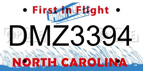 DMZ3394 North Carolina License Plate