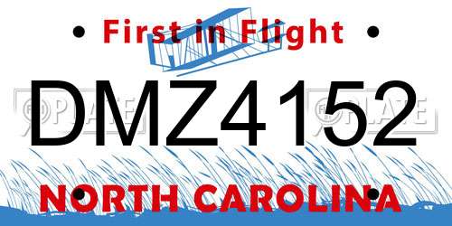 DMZ4152 North Carolina License Plate