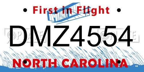 DMZ4554 North Carolina License Plate