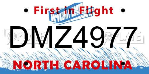 DMZ4977 North Carolina License Plate