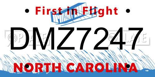 DMZ7247 North Carolina License Plate