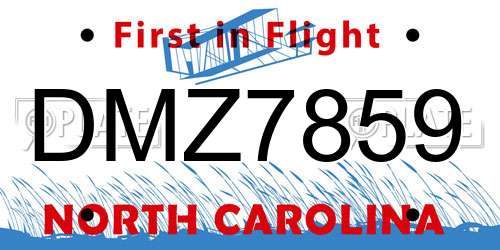 DMZ7859 North Carolina License Plate