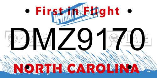 DMZ9170 North Carolina License Plate