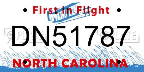 DN51787 North Carolina License Plate