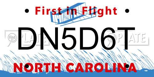 DN5D6T North Carolina License Plate