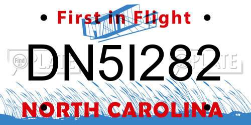 DN5I282 North Carolina License Plate