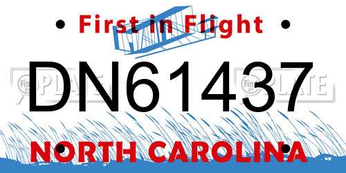 DN61437 North Carolina License Plate