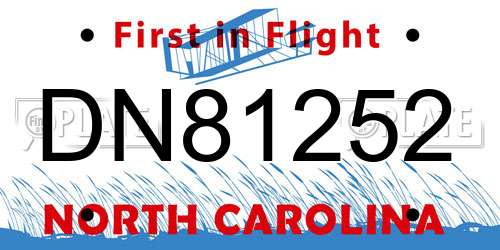 DN81252 North Carolina License Plate