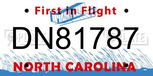 DN81787 North Carolina License Plate