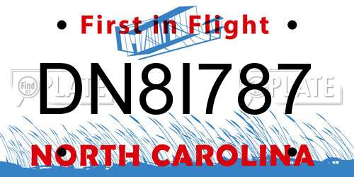 DN8I787 North Carolina License Plate