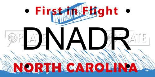 DNADR North Carolina License Plate