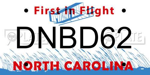 DNBD62 North Carolina License Plate