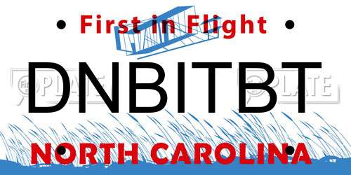 DNBITBT North Carolina License Plate