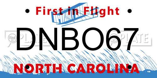 DNBO67 North Carolina License Plate