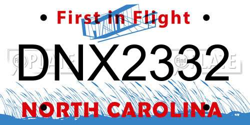 DNX2332 North Carolina License Plate