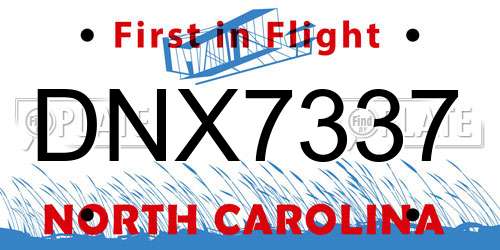 DNX7337 North Carolina License Plate