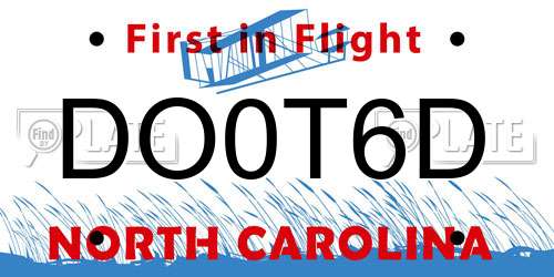 DO0T6D North Carolina License Plate