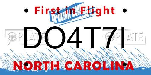 DO4T7I North Carolina License Plate