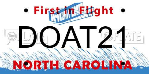 DOAT21 North Carolina License Plate
