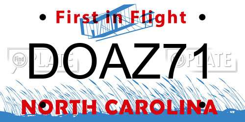 DOAZ71 North Carolina License Plate