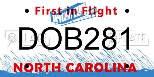 DOB281 North Carolina License Plate