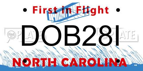 DOB28I North Carolina License Plate
