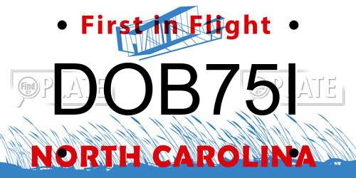 DOB75I North Carolina License Plate