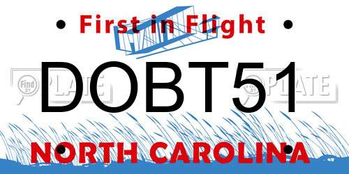 DOBT51 North Carolina License Plate
