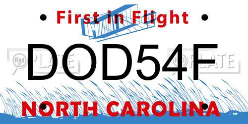 DOD54F North Carolina License Plate