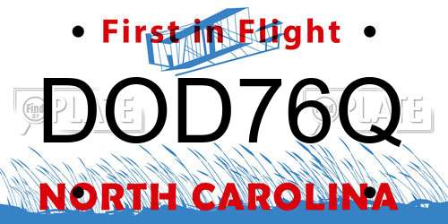 DOD76Q North Carolina License Plate