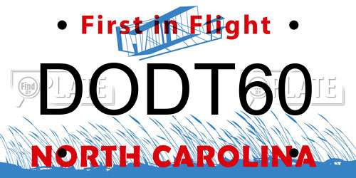 DODT60 North Carolina License Plate