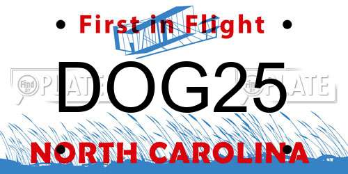 DOG25 North Carolina License Plate