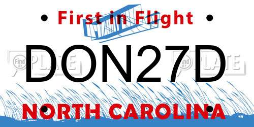 DON27D North Carolina License Plate