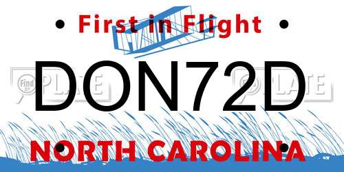 DON72D North Carolina License Plate