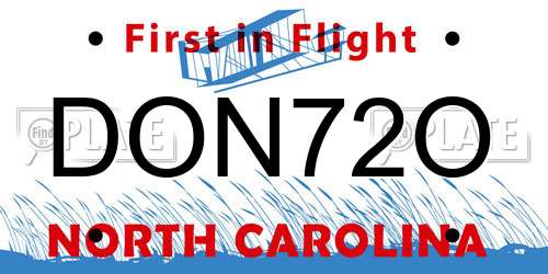 DON72O North Carolina License Plate
