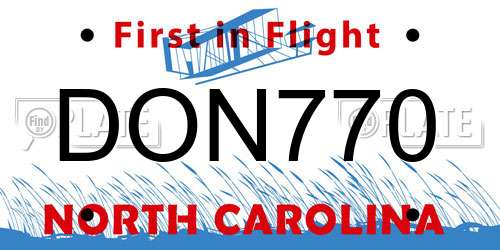 DON770 North Carolina License Plate