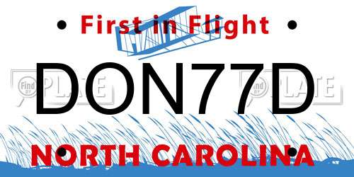DON77D North Carolina License Plate