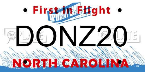 DONZ20 North Carolina License Plate