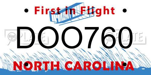 DOO760 North Carolina License Plate