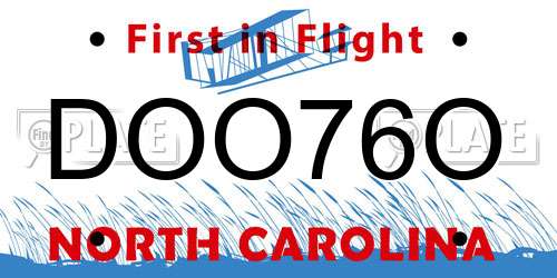 DOO76O North Carolina License Plate