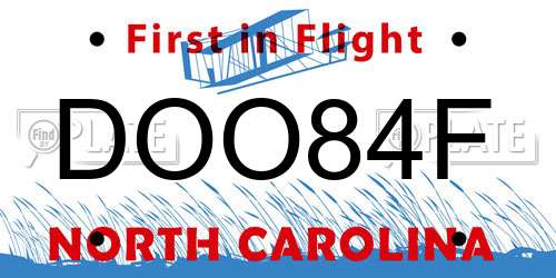 DOO84F North Carolina License Plate