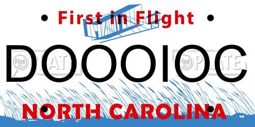 DOOOIOC North Carolina License Plate
