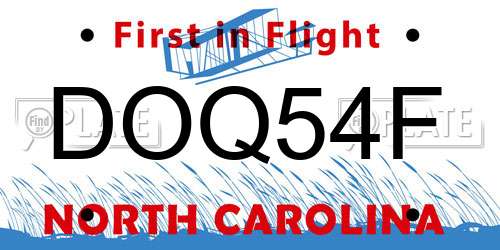 DOQ54F North Carolina License Plate