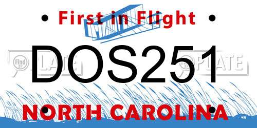 DOS251 North Carolina License Plate