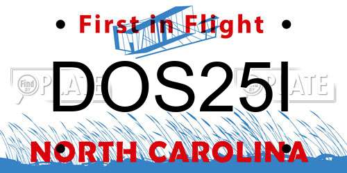 DOS25I North Carolina License Plate