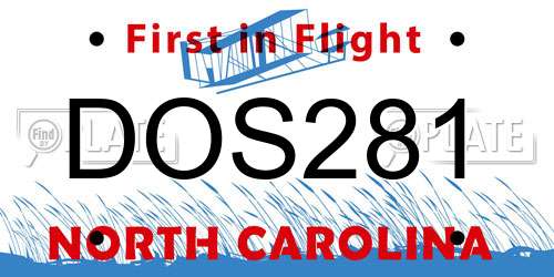 DOS281 North Carolina License Plate