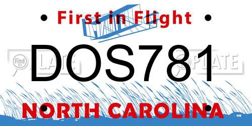 DOS781 North Carolina License Plate