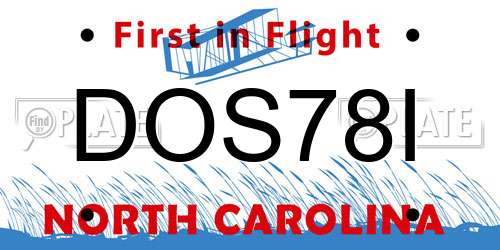 DOS78I North Carolina License Plate