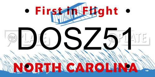 DOSZ51 North Carolina License Plate