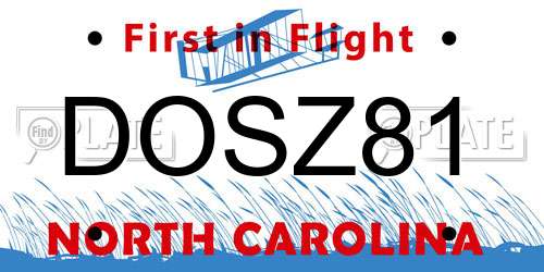 DOSZ81 North Carolina License Plate